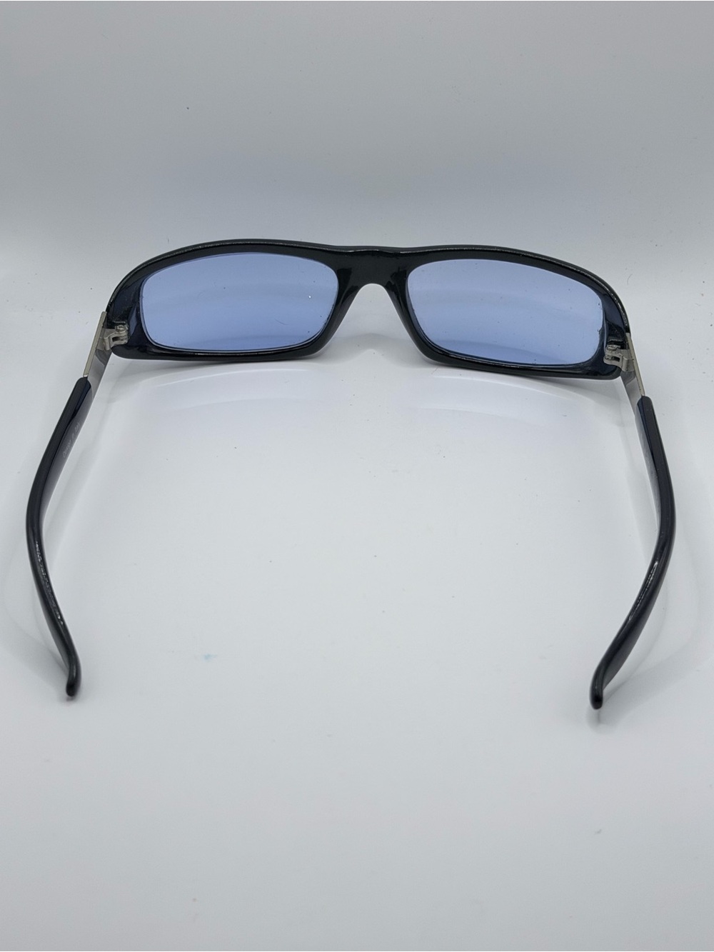 Y2K Identity Wraparound Sunglasses Black Blue Lens Retro Cyber - Picture 7 of 11